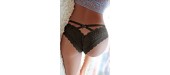 Tanga noir en dentelle fine