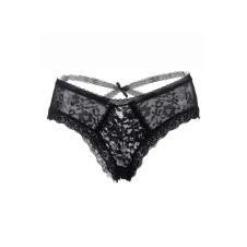 Tanga noir en dentelle fine