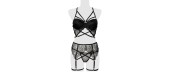 Ensemble lingerie dentelle harnais 3 pièces - Grey Velvet