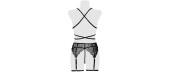 Ensemble lingerie dentelle harnais 3 pièces - Grey Velvet